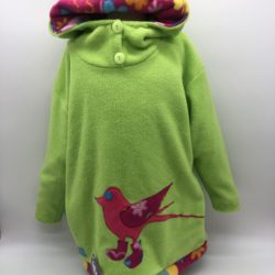 Wacky Clothing  Fleece Green With Pink Bird Pattern