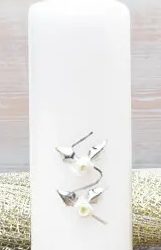 Wedding Side Candle White with Silver roses